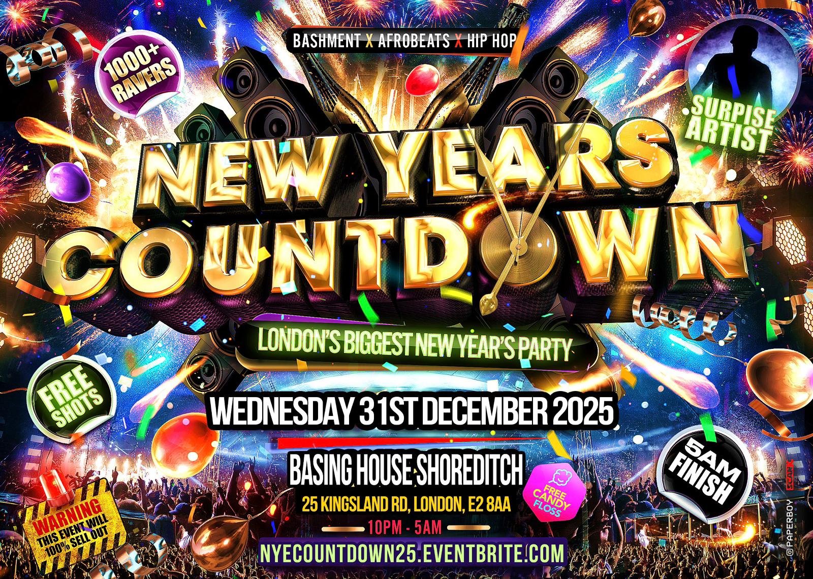 New Years Countdown - London’s Biggest New Years Party | Shoobs